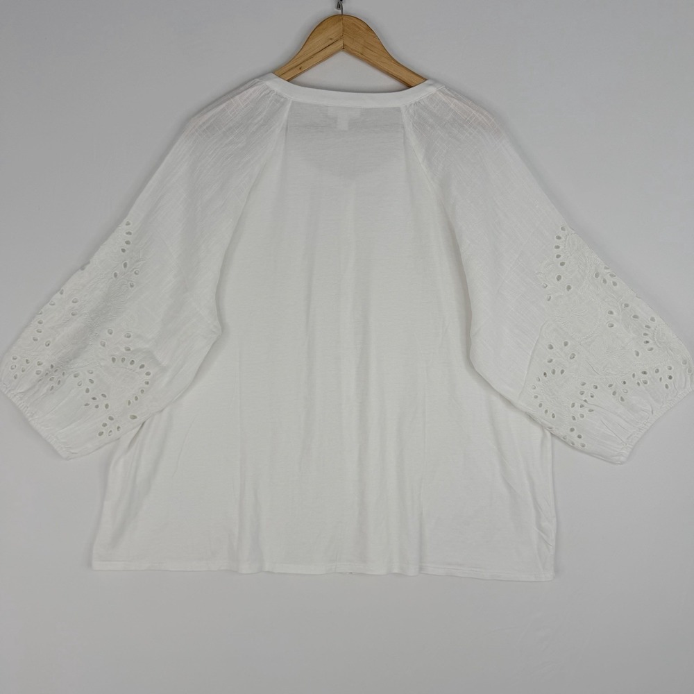 J. Jill Women's Blouse Casual Career Eyelet Sleeve  3/4 Cotton Boho SZ-2X NWOT - Picture 9 of 11